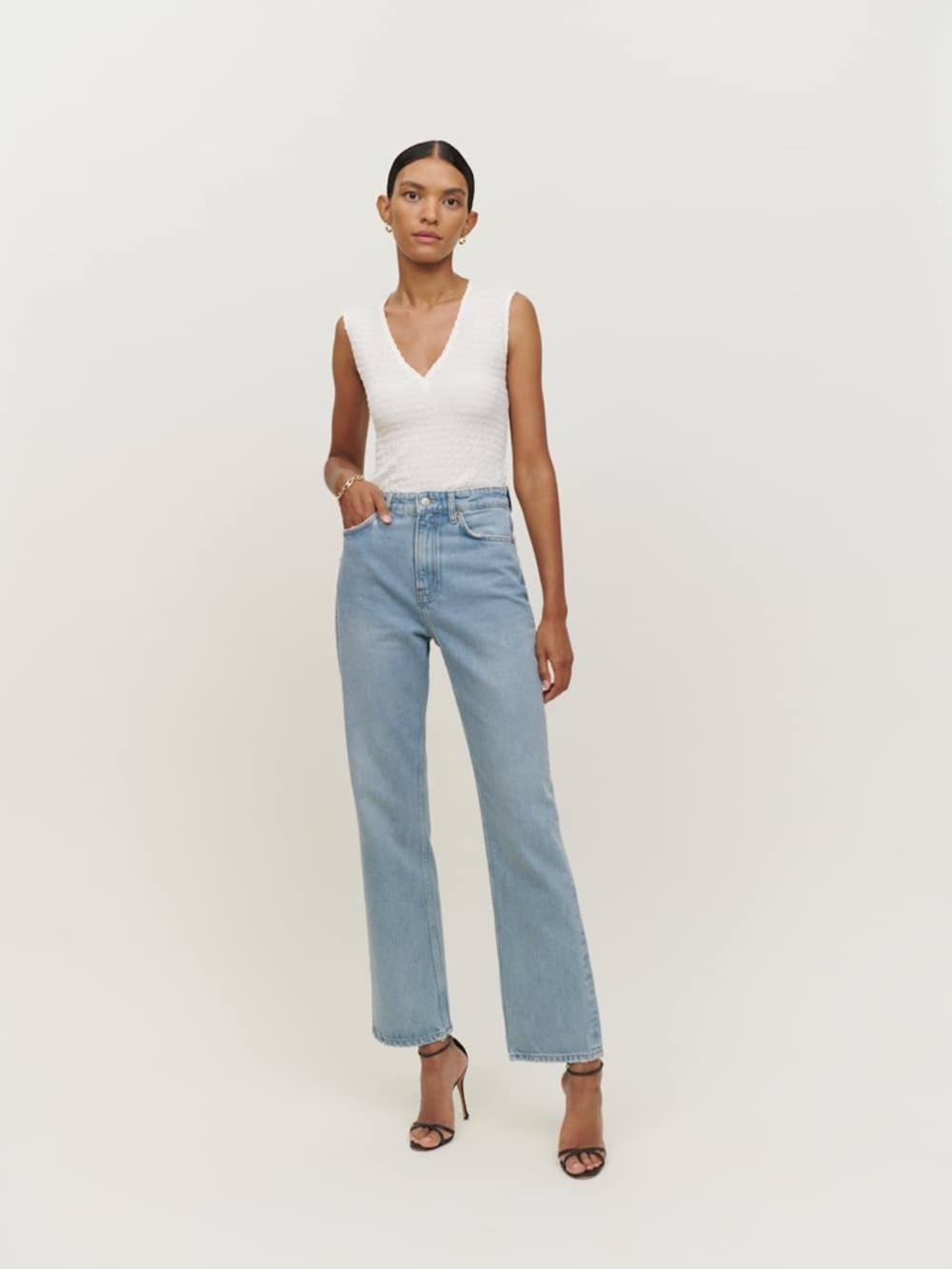Reformation Sandy High Rise Relaxed Straight Jeans size 25